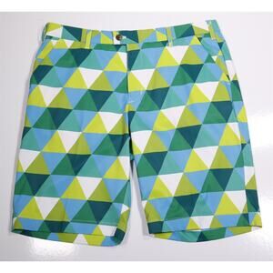 Loudmouth Golf Blue Green Arglye Diamond Performance Shorts 36
